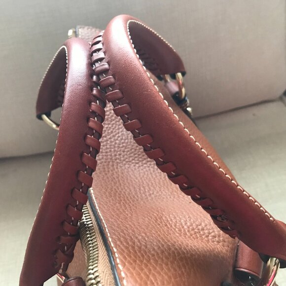 Dooney & Bourke Pebble Grain Small Satchel Caramel w/ Dustbag - Picture 7 of 16